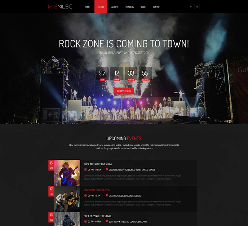 music band event wordpress theme